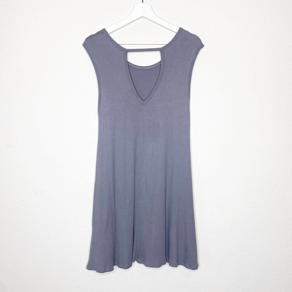 Everly Open Back Micro Ribbed Gray Dress M - Picture 5 of 9